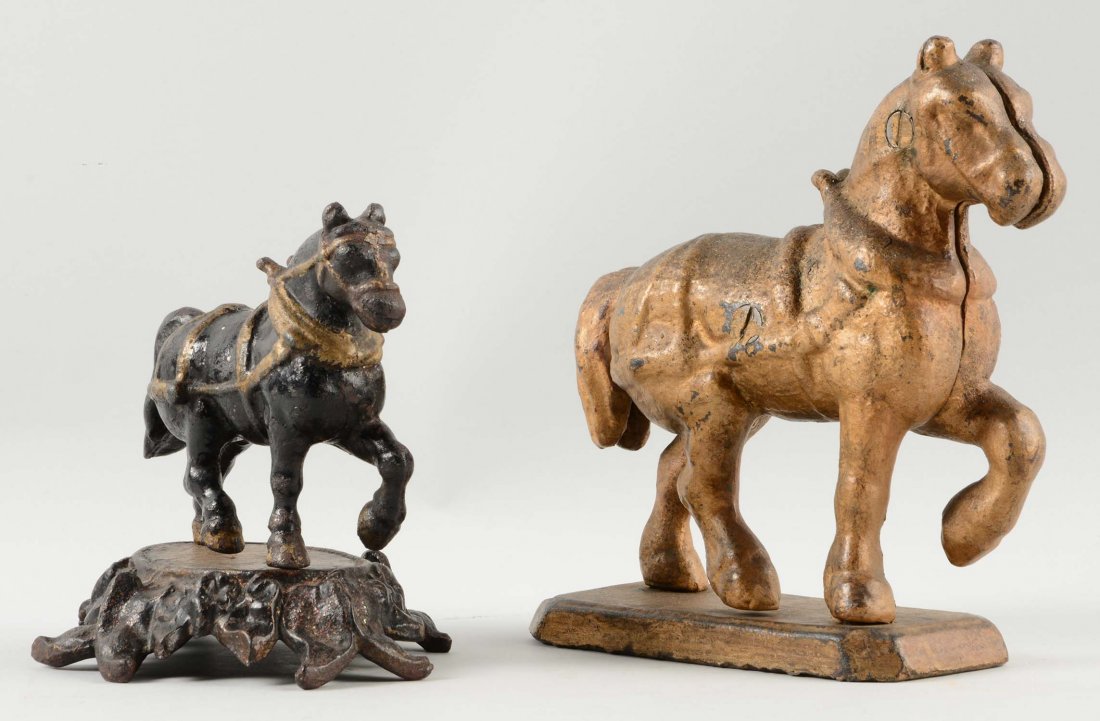 Lot of 2: Cast Iron Assorted Horse Doorstops. (1 of 1)
