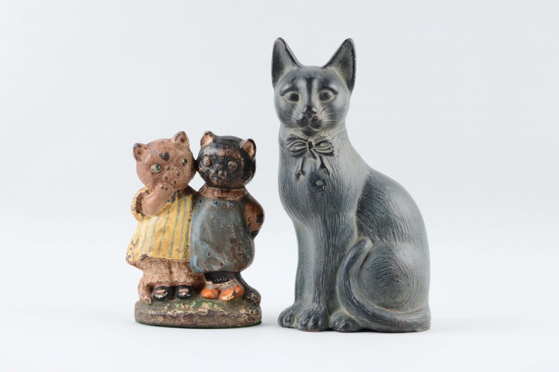 Lot Of 2: Cast Iron Cat Doorstops. (1 of 1)