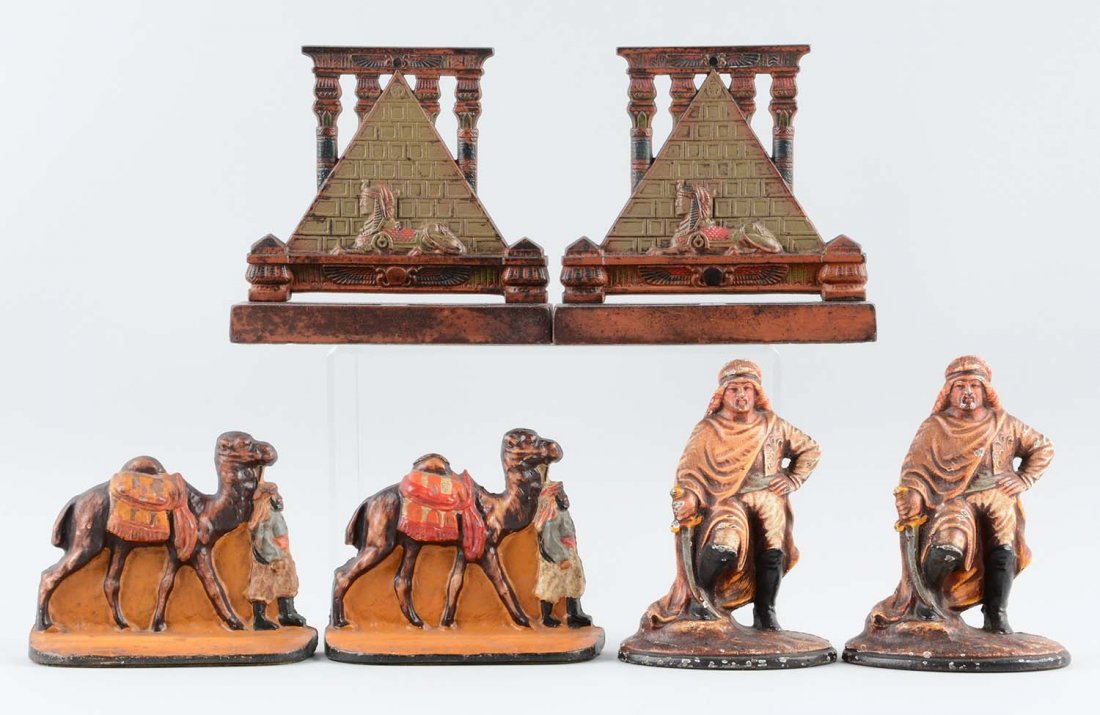 Lot of 3 pairs: Cast Iron Assorted Bookends. (1 of 1)