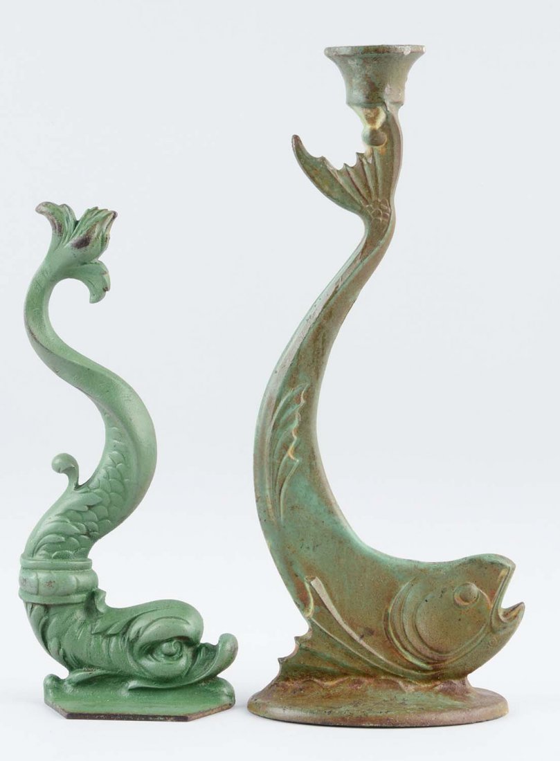 Lot of 2: Cast Iron Fish Candle Holder & Doorstop. (1 of 1)