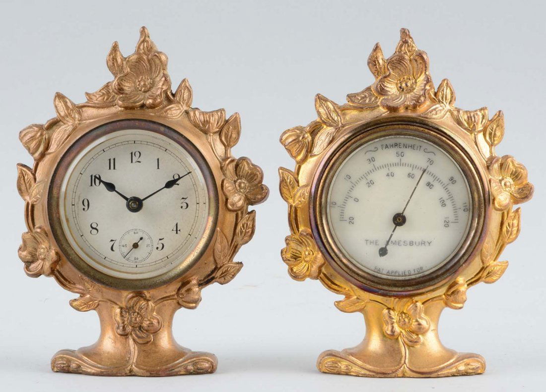 Lot Of 2: Jennings Brothers Desk Clock & Thermometer. (1 of 1)