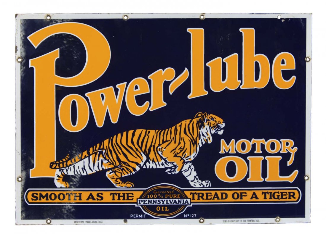 Power-Lube Motor Oil Porcelain Enamel Sign (1 of 3)
