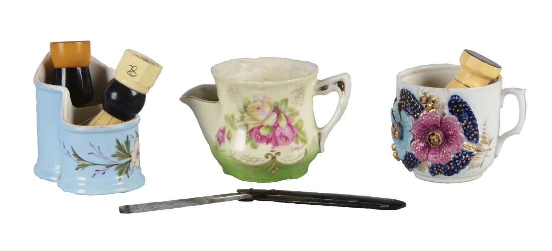 Lot Of 3: Teacup and Shaving Bowl With Accessories (1 of 2)