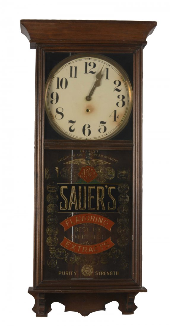 Sauer's Flavoring Extracts Advertising Clock (1 of 2)
