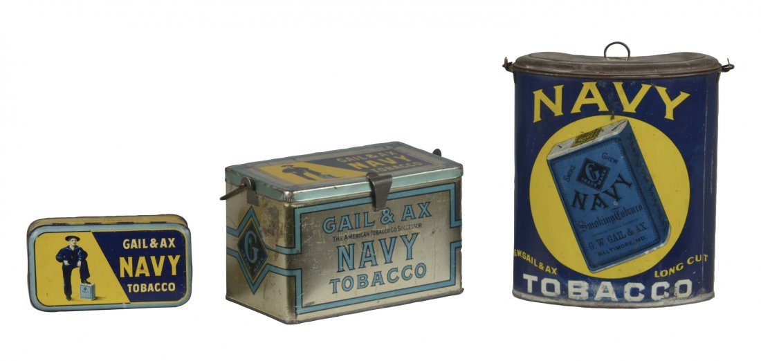 Lot Of 3: Gail & Ax Navy Tobacco Tins (1 of 2)