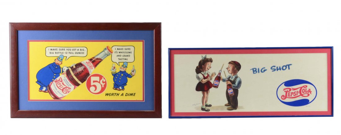 Lot Of 2: Pepsi-Cola Cardboard Advertisements (1 of 3)