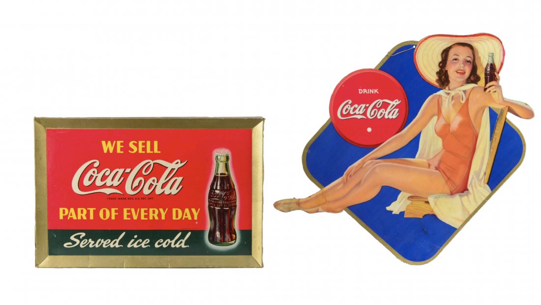 Lot Of 2: Cardboard Coca-Cola Advertisement Signs (1 of 1)
