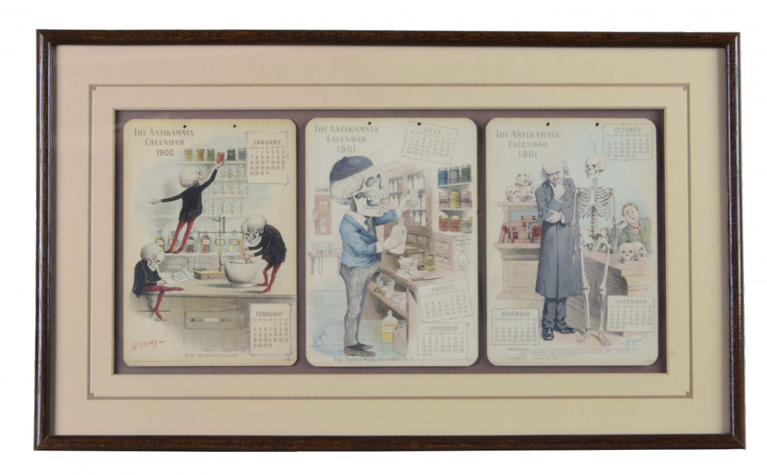 Framed Set Of 3 Antikamnia Chemical Co. Calendars (1 of 2)