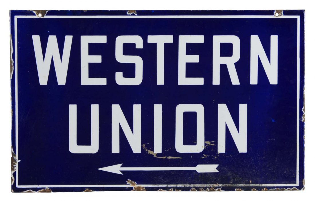 Western Union Porcelain Directional Sign (1 of 2)
