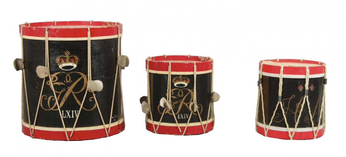 Lot Of 3: 18th Century Reproduction Drums (1 of 2)