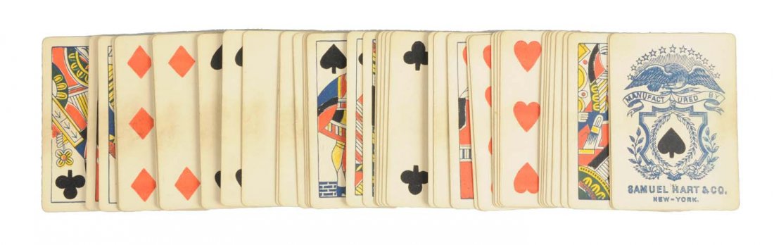 Early Samuel Hart & Co. Playing Cards In Box: Circa the late 1800's. Cards are in great condition and the box has minor wear on the top flap. (Excellent). 3 - 1/2" T
