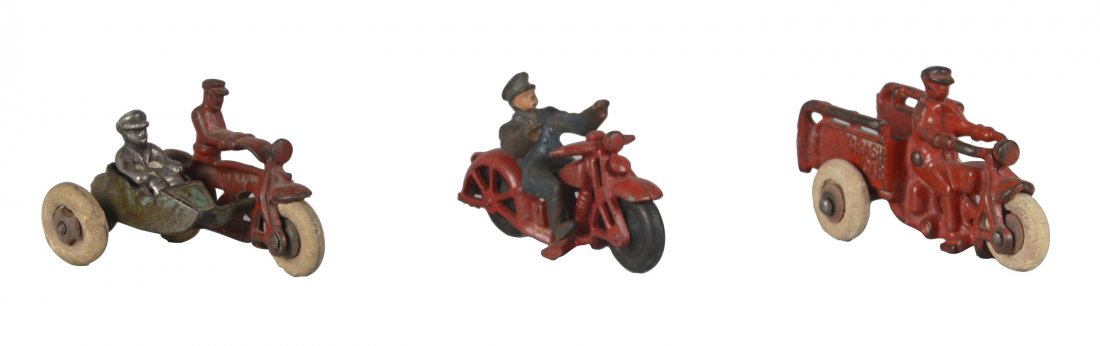 Lot Of 3: Cast Iron Motorcycle Toys (1 of 2)