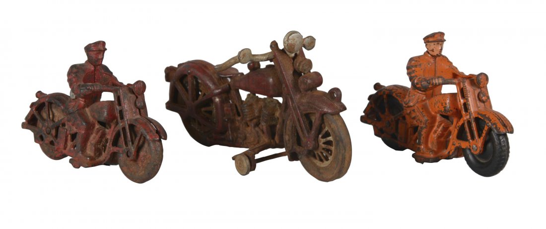 Lot Of 3: Cast Iron Motorcycle Toys (1 of 2)