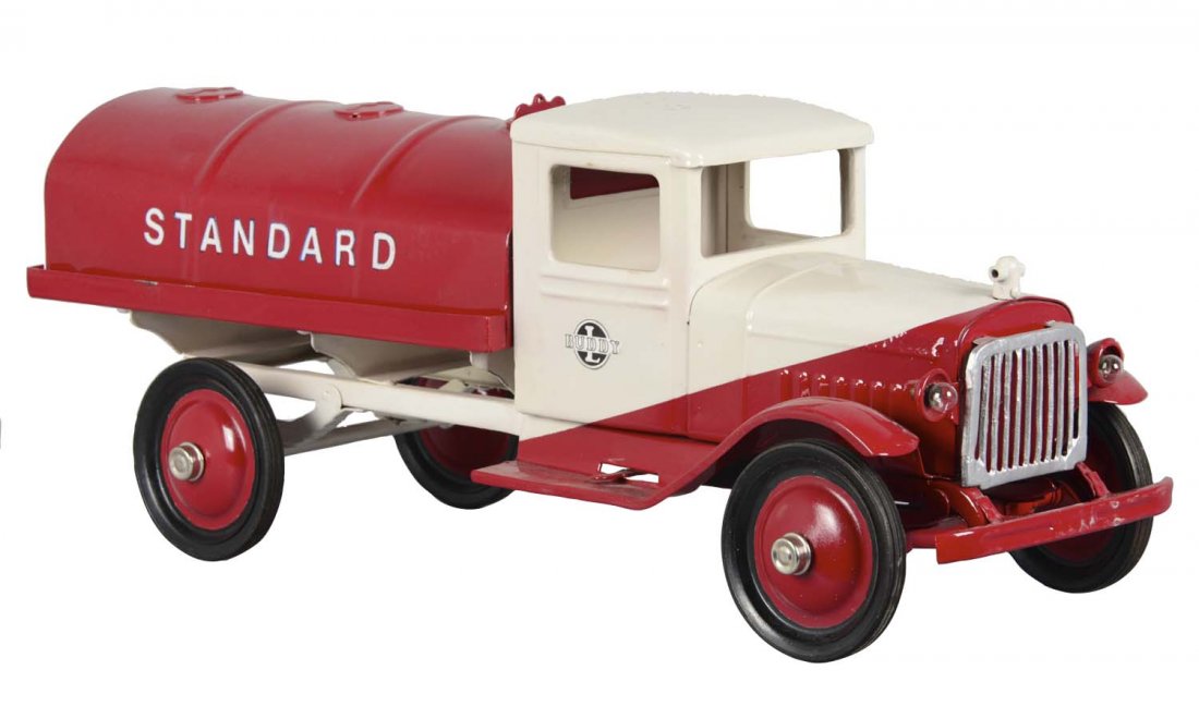 Buddy L Pressed Steel Standard Oil Tanker Truck: Nicely restored Buddy L tanker truck with electric headlights. (Excellent). 27"L