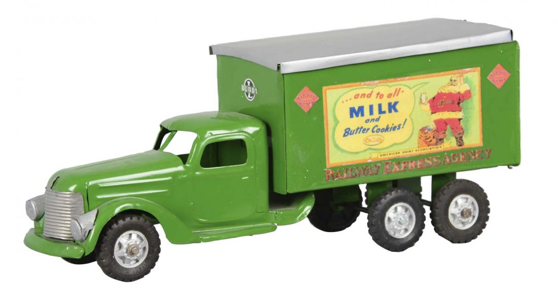 Pressed Steel Buddy L Ice Cream Truck: Has been restored and retains the back doors. (Good). 22" L.