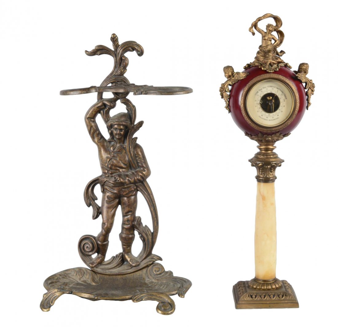 Lot Of 2: Barometer And Fireplace Tool Stand (1 of 4)