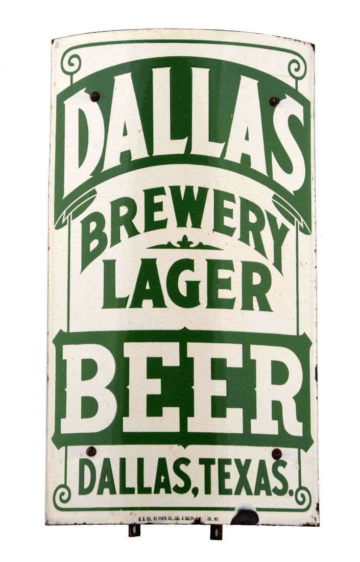 Dallas Beer Curved Porcelain Corner Sign. (1 of 1)