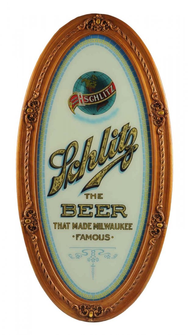 Schlitz Beer Reverse Glass Advertising Sign. (1 of 1)