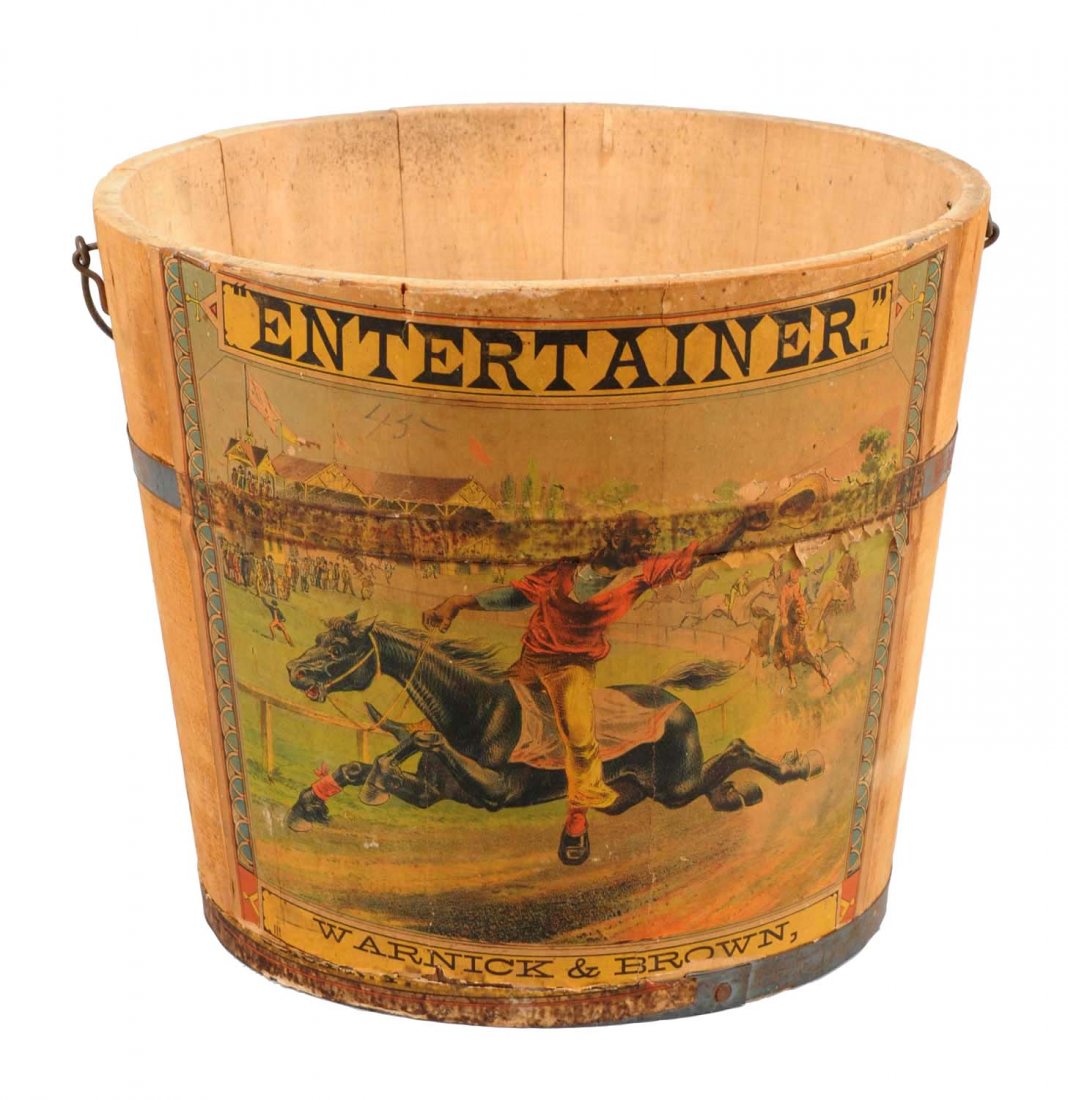 Early Entertainer Wooden Tobacco Bucket. (1 of 2)