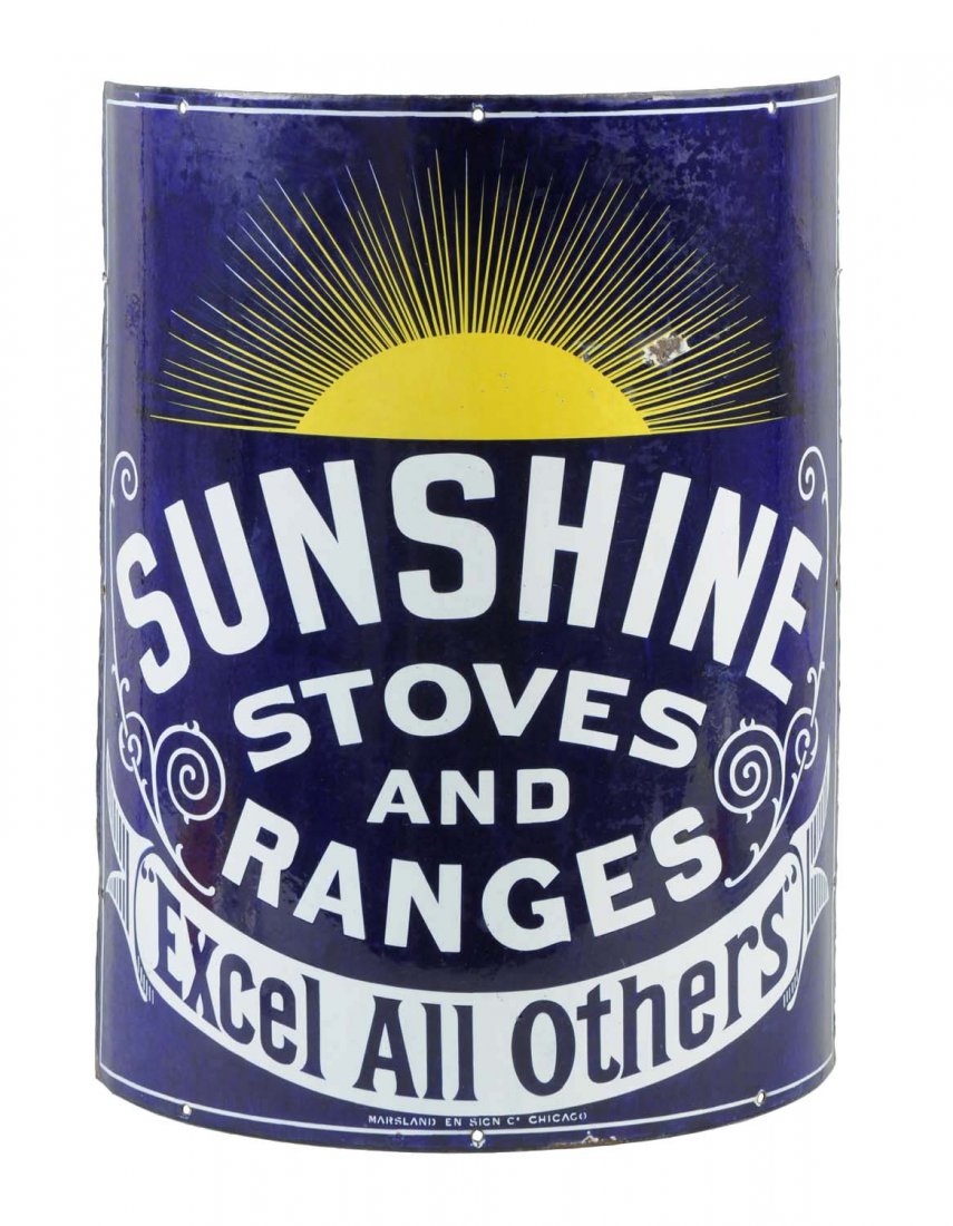 Sunshine Stoves and Ranges Curved Porcelain Sign. (1 of 1)
