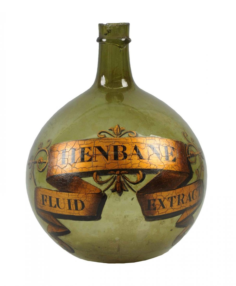 Lot of 2: Green Demijohn Apothecary Show Bottles. (1 of 2)