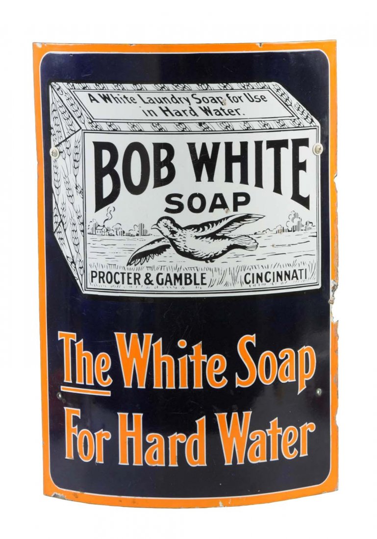 Bob White Soap Curved Porcelain Corner Sign. (1 of 1)