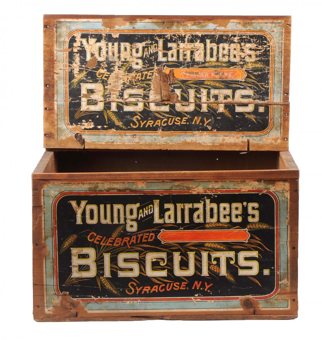 Young & Larrabee's Biscuits Wooden Advertising Crate. (1 of 2)