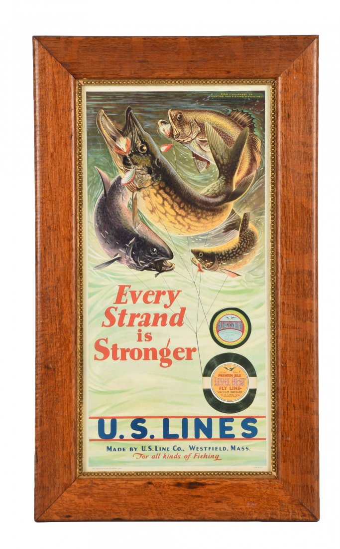 U.S. Lines Fishing Fly Line Advertising Poster. (1 of 1)