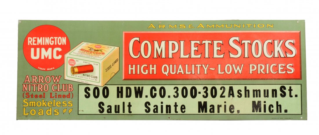 Remington UMC Complete Stocks Tin Sign. (1 of 1)