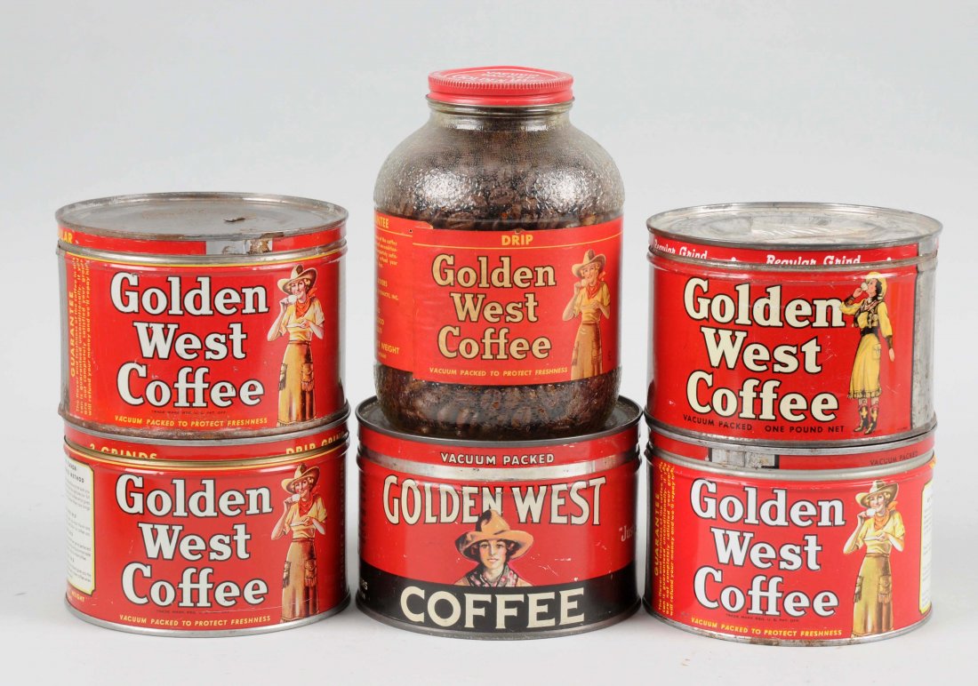 Lot of 6: Golden West Coffee Tins & Jar. (1 of 1)