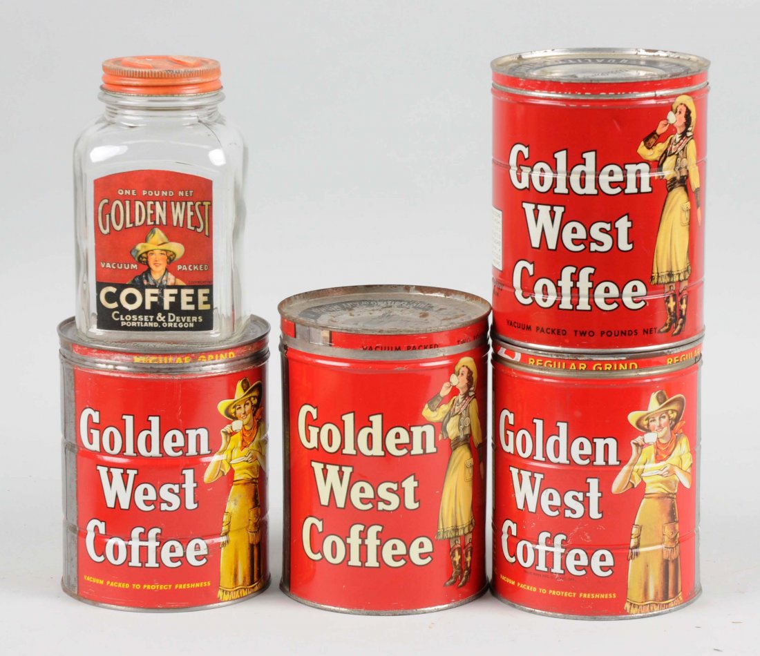 Lot of 5: Golden West Coffee Tins & Jar. (1 of 1)