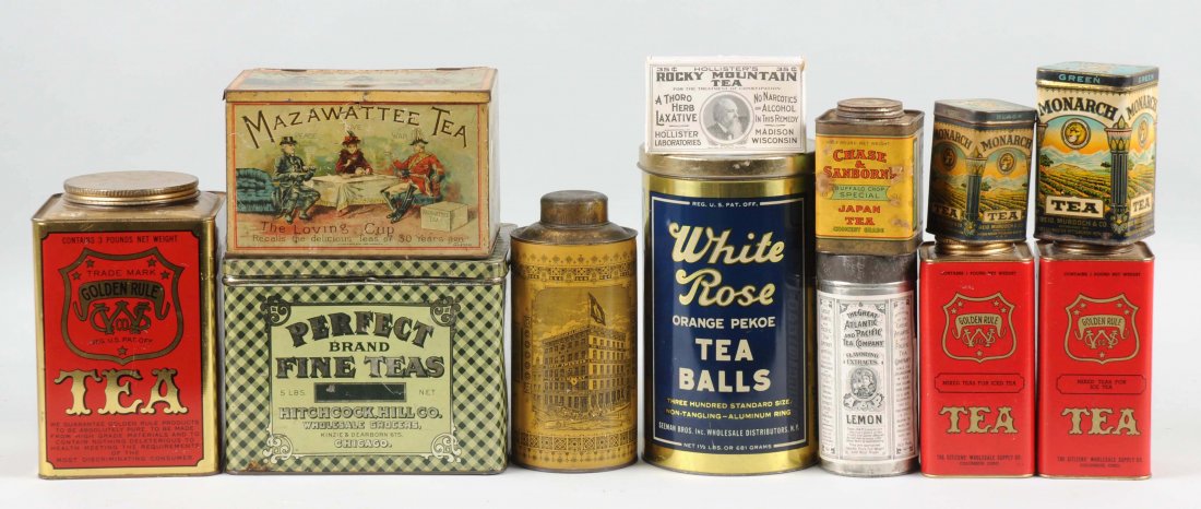 Lot of 11: Early Tea Canisters. (1 of 1)