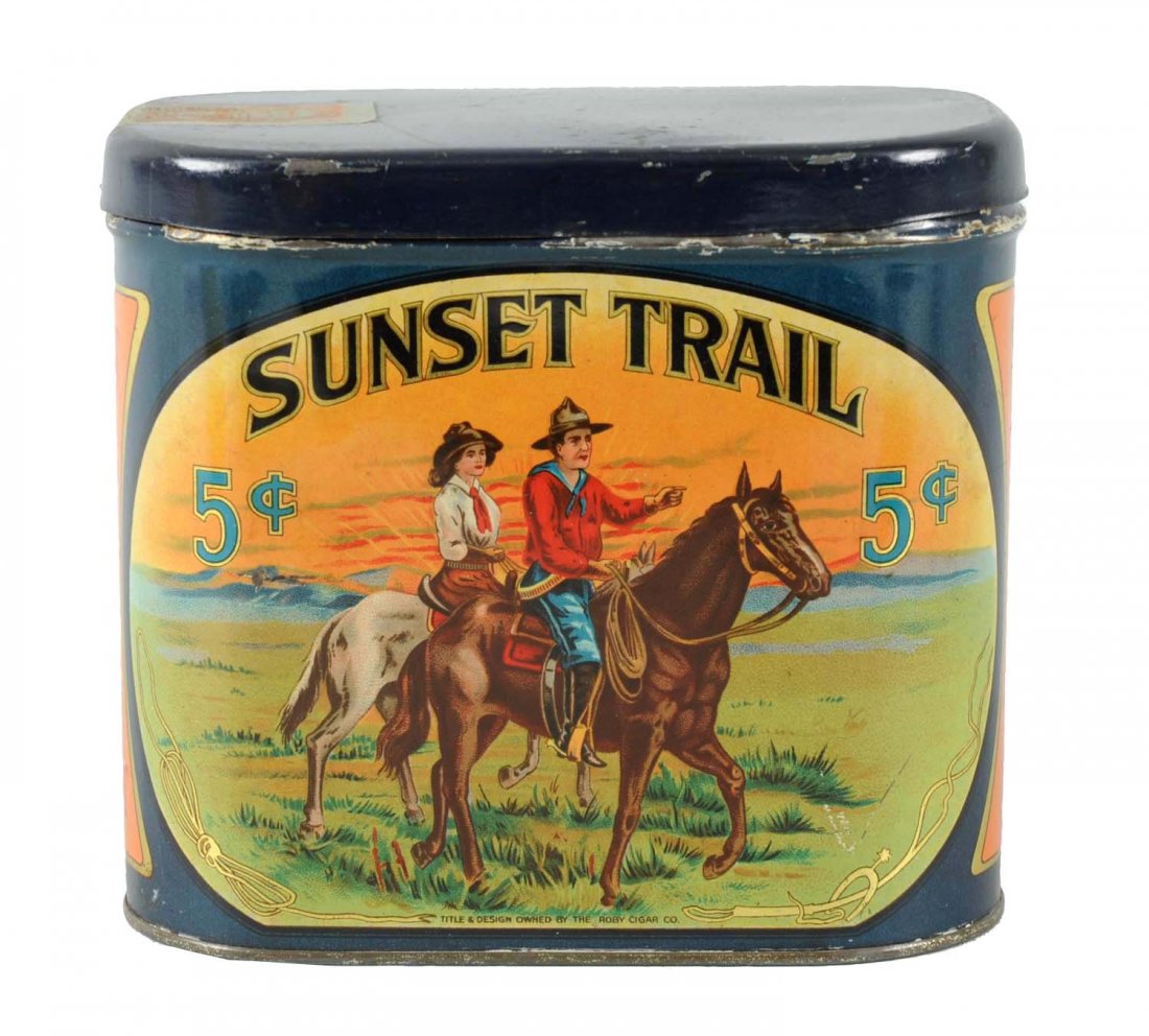 Sunset Trail 5¢ Cigar Tin. (1 of 2)