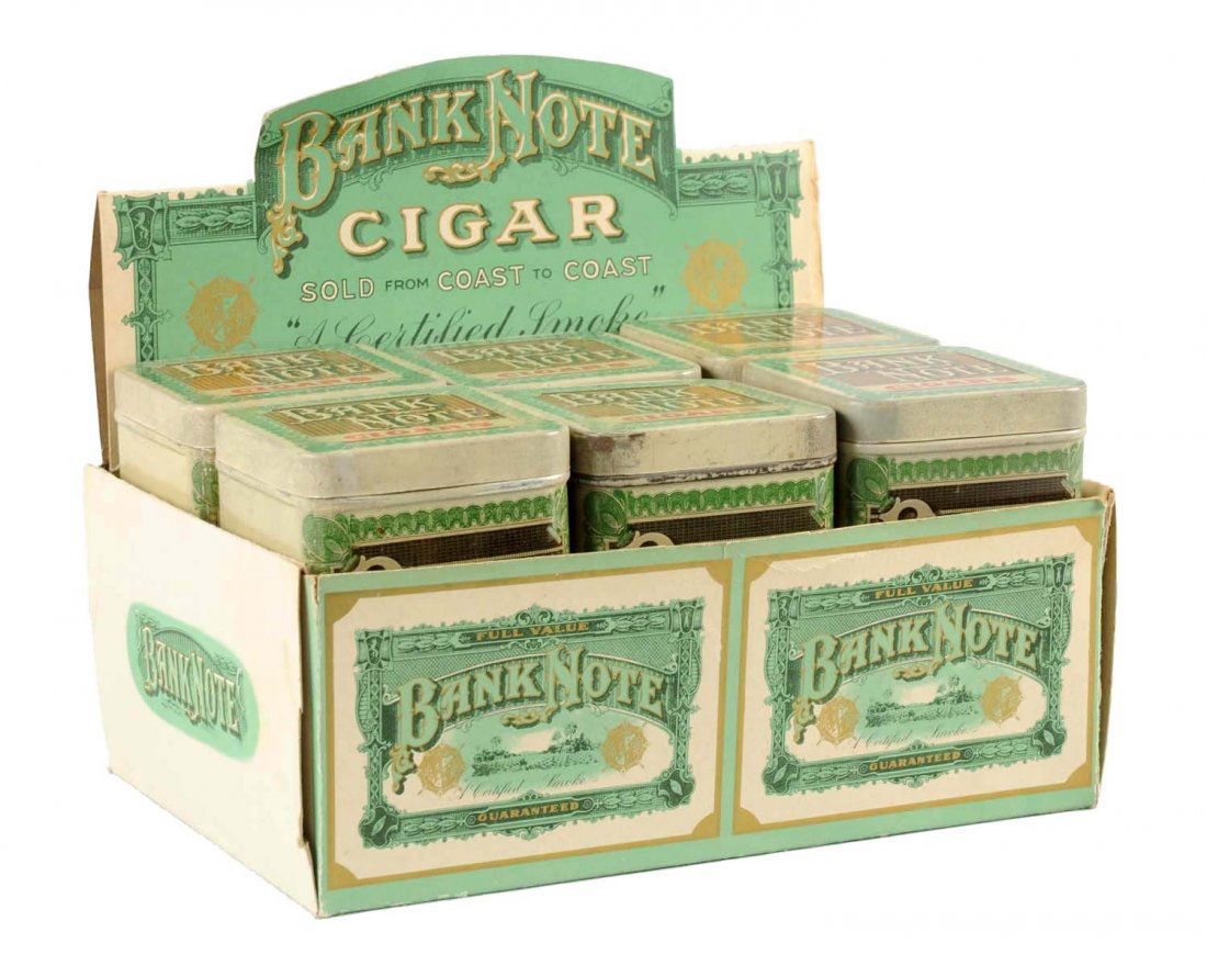 Lot Of 6: Bank Note Cigar Tins Display. (1 of 2)