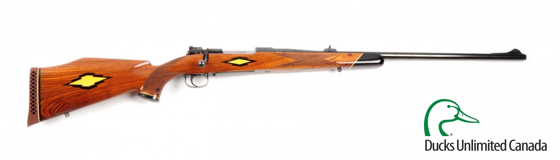 (C) Early German Weatherby Pre-Sauer Safari .375 Bolt: Manufacturer: Weatherby Serial No. 508 Caliber: .375 Magnum Barrel Length: 26” FFL Status: Curio & Relic This is one of the earliest Weatherby custom bolt action rifles. Beginning in 1949, Roy Weath