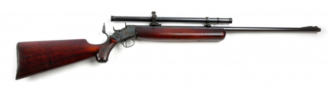 (C) Custom Remington Rolling Block No. 7 Rifle.: Manufacturer: Remington Model: Custom Serial No. 300010 Caliber: .22 WCF Barrel Length: 28” FFL Status: Curio & Relic Caliber not marked or tested. Both the barrel and the frame have an anchor stamp