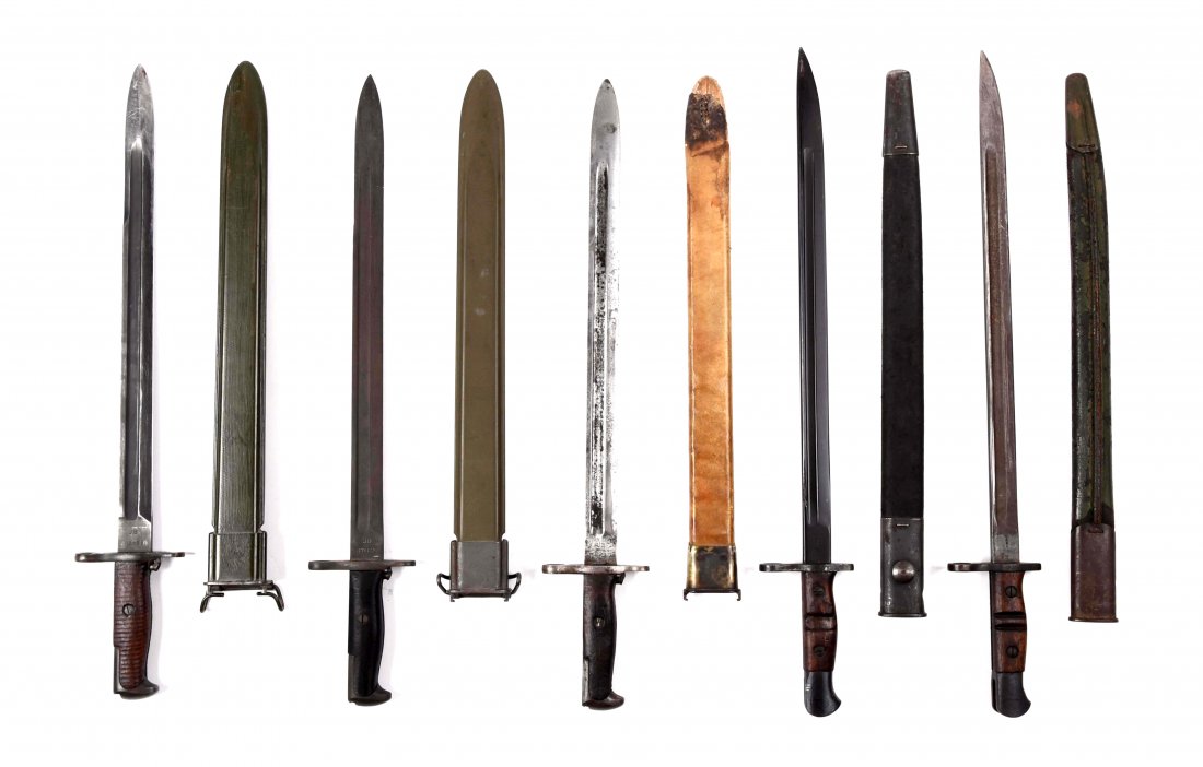 Lot Of 5: Model 1903 & 1913 Bayonets.: Including: USN 1903 bayonet in excellent condition, a 1903 bayonet dated 1920 in excellent condition, a 1903 bayonet dated 1910 with scabbard missing canvas cover in very good condition and two 1913 R