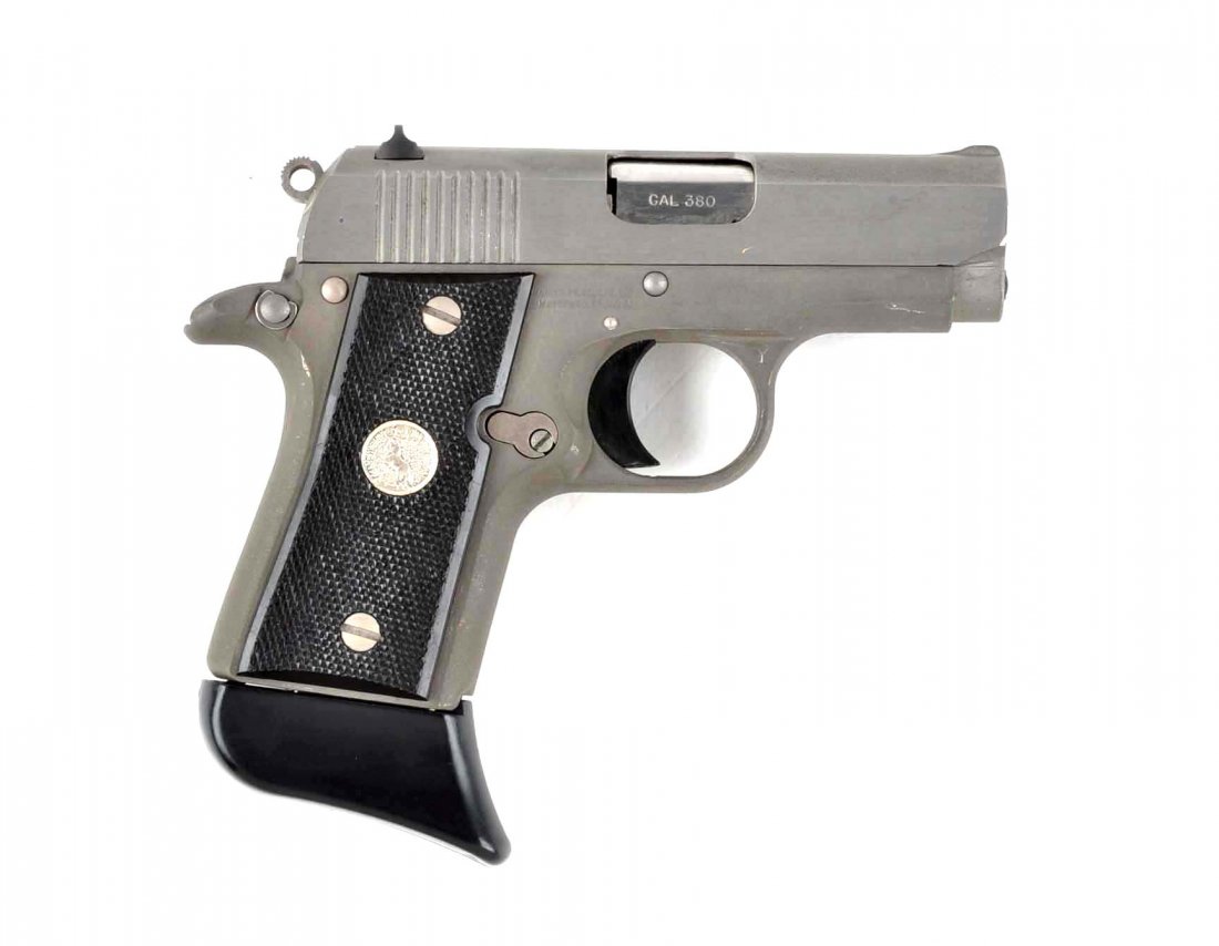 (M) Colt Nitelite Semi-Auto Pistol.: Manufacturer: Colt Model: Nitelite Serial No. PL31382 Caliber: .380 ACP Barrel Length: 2 - 3/4” FFL Status: Modern This pistol is built with an alloy frame, stainless steel slide, Colt silver medall