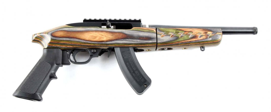 (M) Cased Ruger .22 Charger Pistol.: Manufacturer: Ruger Serial No. 490-63287 Caliber: .22 rimfire Barrel Length: 10” FFL Status: Modern The .22 Charger Takedown pistol was introduced in 2015. Features a 10” cold hammer forge-threade