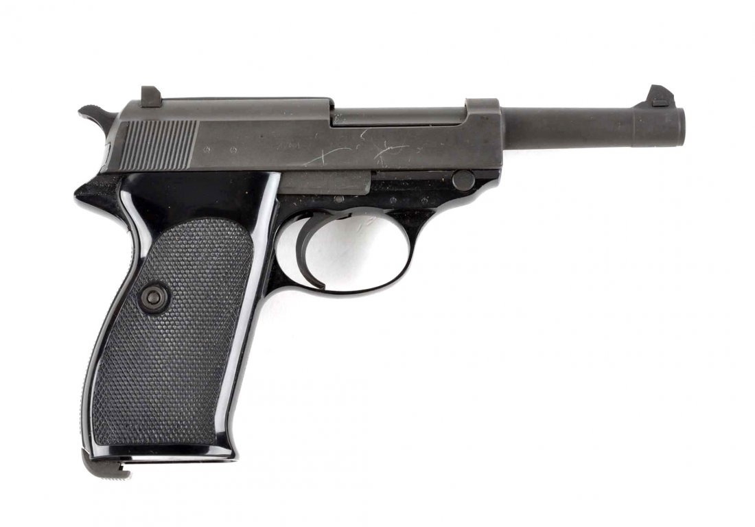(C) Walther P1 Semi Automatic Pistol.: Manufacturer: Walther Model: P1 Serial No. 246361 Caliber: 9mm Barrel Length: 5” FFL Status: Curio & Relic This is a post war semi automatic P.38 with an April 1964 manufacturing date. This pistol s
