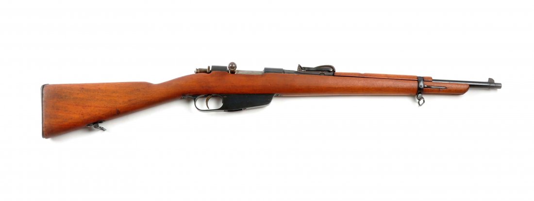 (C) Italian Carcano Model 1891/24 Carbine.: Manufacturer: Italian Carcano Model: 1891/24 Serial No. 1G4468 Caliber: 6.5x52mm Barrel Length: 20” FFL Status: Curio & Relic This carbine is basically the Model 1891 rifle that has been shortened. 