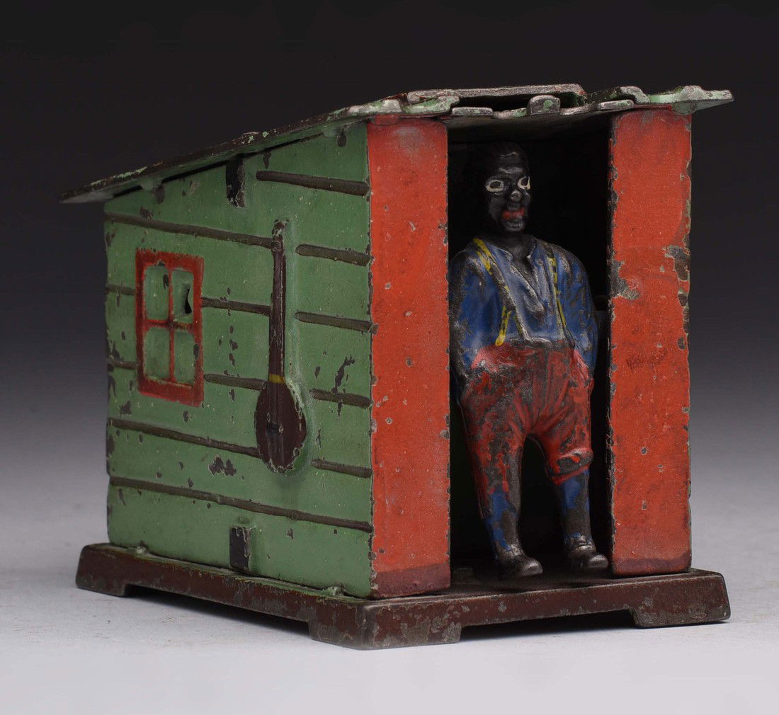 J.&E. Stevens Cabin Cast Iron Mechanical Bank. (1 of 3)