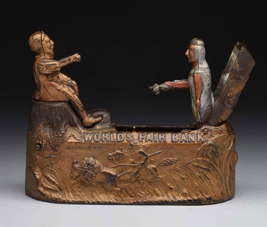 Worlds Fair Cast Iron Mechanical Bank. (1 of 3)