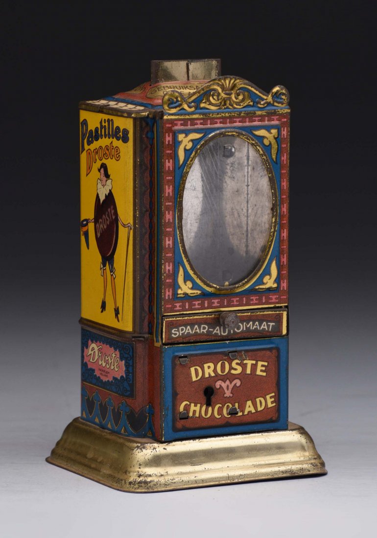 Droste Tin Chocolate Vending Bank. (1 of 2)