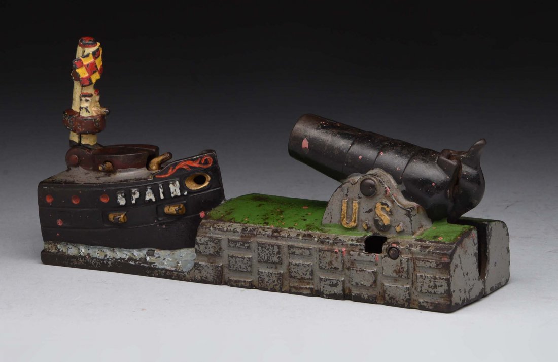 U.S. & Spain Cast Iron Mechanical Bank. (1 of 2)