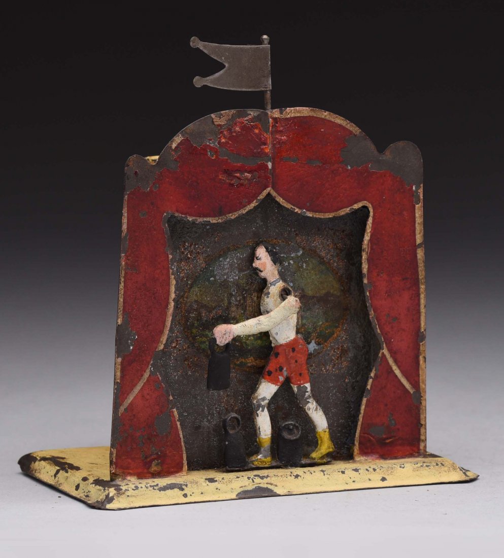 Tin Weightlifter Mechanical Bank. (1 of 2)