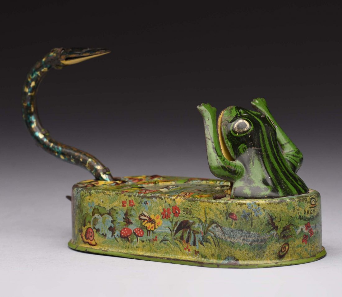 Tin Snake & Frog In Pond Mechanical Bank. (1 of 2)