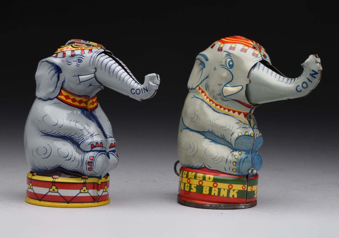 Lot of 2: Tin Elephant Mechanical Banks. (1 of 2)