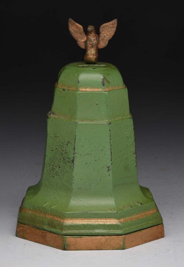 Cast Iron Musical Liberty Bell Still Bank. (1 of 2)