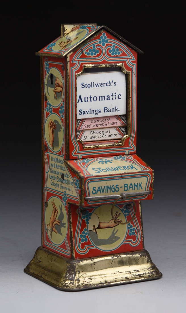 Tin Stollwerck "Hand Shadows" Vending Bank. (1 of 2)